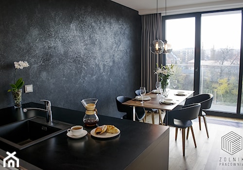 Apartamenty Kurkowa - Średnia czarna jadalnia w kuchni, styl nowoczesny - zdjęcie od Zolnik Pracownia