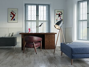 CONTEMPORARY LONDON LIVING - Średnie w osobnym pomieszczeniu z sofą białe biuro, styl tradycyjny - zdjęcie od Definline