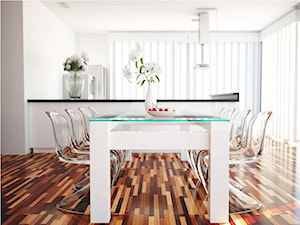 РROJECT LIVING ROOM - Średnia biała jadalnia w kuchni, styl minimalistyczny - zdjęcie od Definline