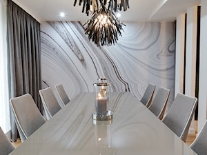 SALON - Duża beżowa jadalnia jako osobne pomieszczenie, styl nowoczesny - zdjęcie od marmo Design Projektowanie wnętrz