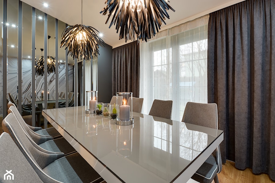 SALON - Średnia jadalnia jako osobne pomieszczenie, styl nowoczesny - zdjęcie od marmo Design Projektowanie wnętrz