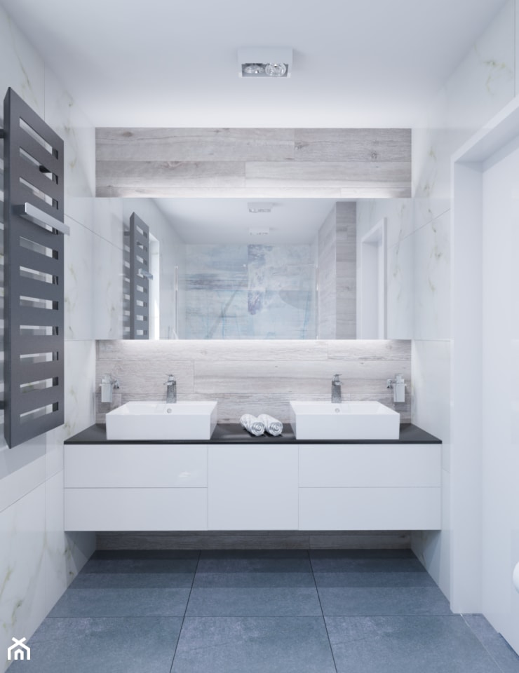 Łazienka - Mała z dwoma umywalkami łazienka, styl nowoczesny - zdjęcie od MECE design