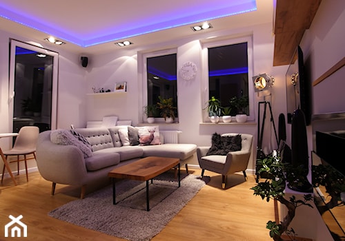 Mieszkanie 50m - Średni biały salon z jadalnią, styl skandynawski - zdjęcie od Magdalena Kruczyk 2
