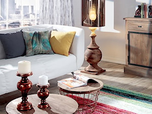 pokrowiec na sofę ikea, poszewki dekoracyjne, stolik Copper basket, świecznik na świecę Uluru, komoda Boston - zdjęcie od Dekoria.pl