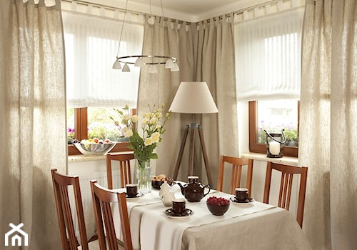 Średnia beżowa jadalnia jako osobne pomieszczenie, styl tradycyjny - zdjęcie od Dekoria.pl