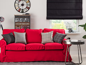 Pokrowiec na sofę Ektorp z kolekcji Cotton Panama, roleta rzymska z kolekcji Blackout - zdjęcie od Dekoria.pl
