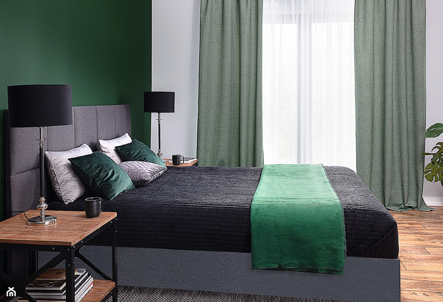 Sypialnia w kolorach zieleni - zdjęcie od Dekoria.pl - Homebook