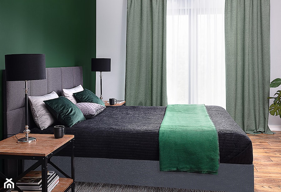 Sypialnia w kolorach zieleni - zdjęcie od Dekoria.pl