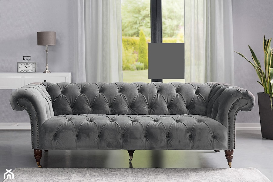 Sofa Chesterfield Glamour Velvet Dark Grey 3os. - zdjęcie od Dekoria.pl