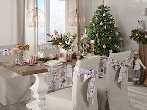 zasłona na sszelkach kolekcja Linen, bieżnik z kolekcji Christmas, szarfa na krzesło z kolekcji Christmas, - zdjęcie od Dekoria.pl