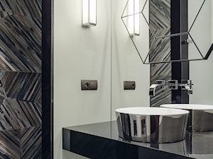DOM NY konkurs - Mała bez okna z lustrem z marmurową podłogą łazienka, styl nowoczesny - zdjęcie od Republika Architektury