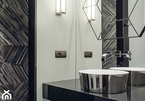DOM NY konkurs - Mała bez okna z lustrem z marmurową podłogą łazienka, styl nowoczesny - zdjęcie od Republika Architektury