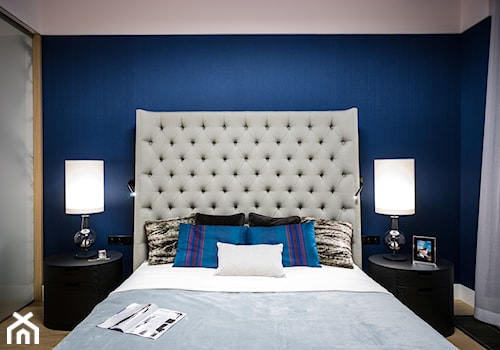 APARTAMENT POWISLE - Mała niebieska sypialnia, styl nowoczesny - zdjęcie od Republika Architektury