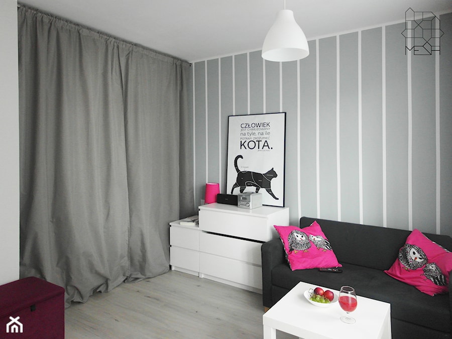 Mieszkanie singielki M_58 Wrocław - Mały szary salon, styl nowoczesny - zdjęcie od MESH