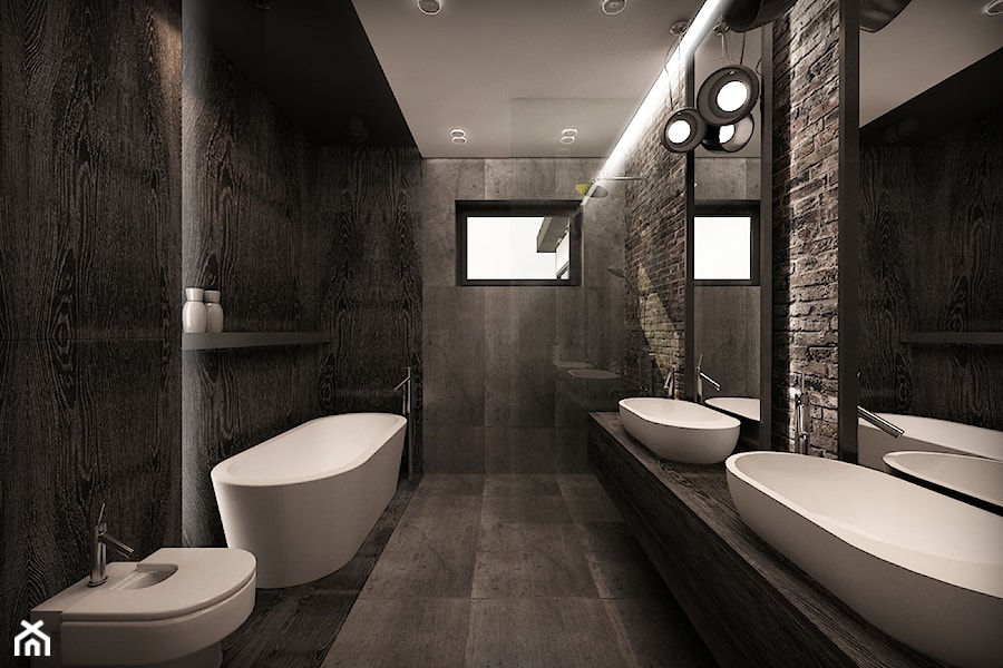 DOM POD WARSZAWĄ - Średnia na poddaszu łazienka z oknem, styl nowoczesny - zdjęcie od MKdesigner