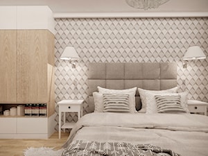 MIESZKANIE W ŁOMIANKACH - Średnia beżowa szara sypialnia, styl nowoczesny - zdjęcie od MKdesigner