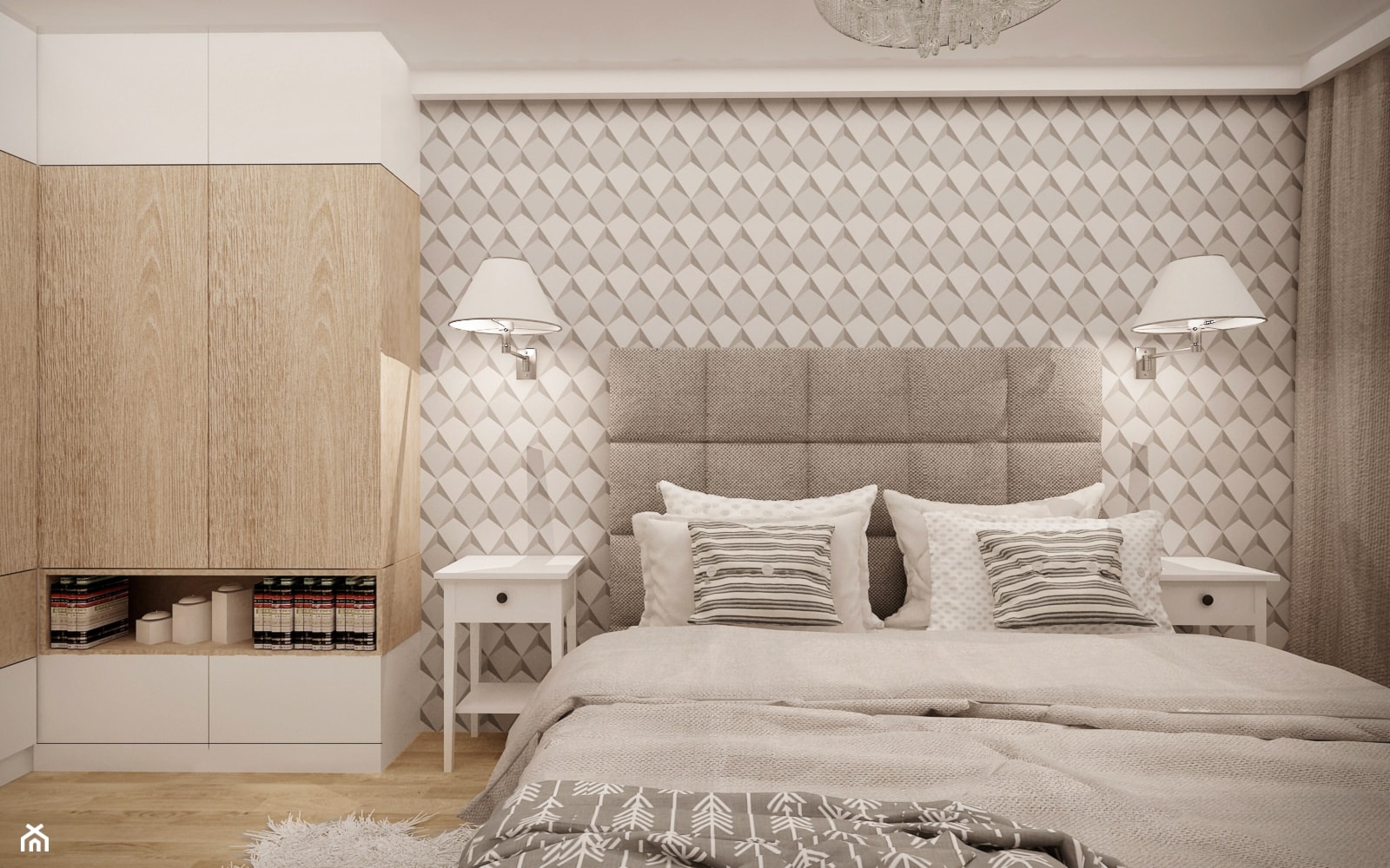 MIESZKANIE W ŁOMIANKACH - Średnia beżowa szara sypialnia, styl nowoczesny - zdjęcie od MKdesigner - Homebook