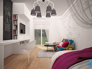 DOM POD ŁOWICZEM - Duży biały pokój dziecka dla nastolatka dla dziewczynki, styl nowoczesny - zdjęcie od MKdesigner