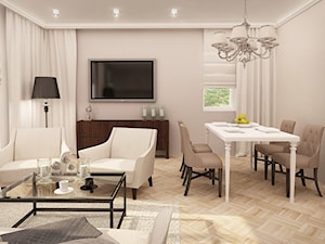 Mieszkanie w stylu glamour - Średni beżowy salon z jadalnią, styl glamour - zdjęcie od MKdesigner
