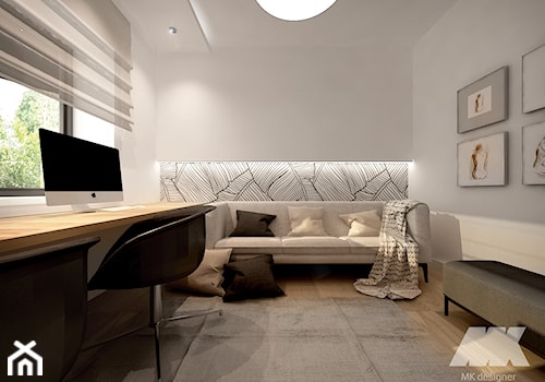 Dom w nowoczesnym stylu - Średnie w osobnym pomieszczeniu z sofą szare biuro, styl nowoczesny - zdjęcie od MKdesigner