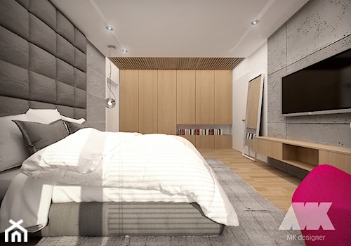 Dom w nowoczesnym stylu - Duża szara sypialnia, styl nowoczesny - zdjęcie od MKdesigner