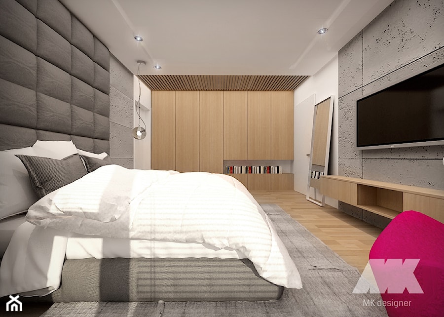 Dom w nowoczesnym stylu - Duża szara sypialnia, styl nowoczesny - zdjęcie od MKdesigner