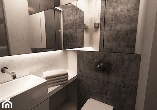URZĄDZONE NA SZARO - Mała bez okna z lustrem z punktowym oświetleniem łazienka, styl nowoczesny - zdjęcie od MKdesigner