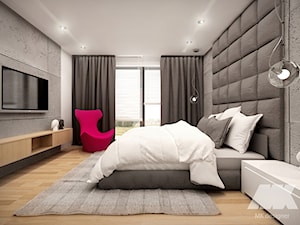 Dom w nowoczesnym stylu - Średnia szara sypialnia, styl nowoczesny - zdjęcie od MKdesigner