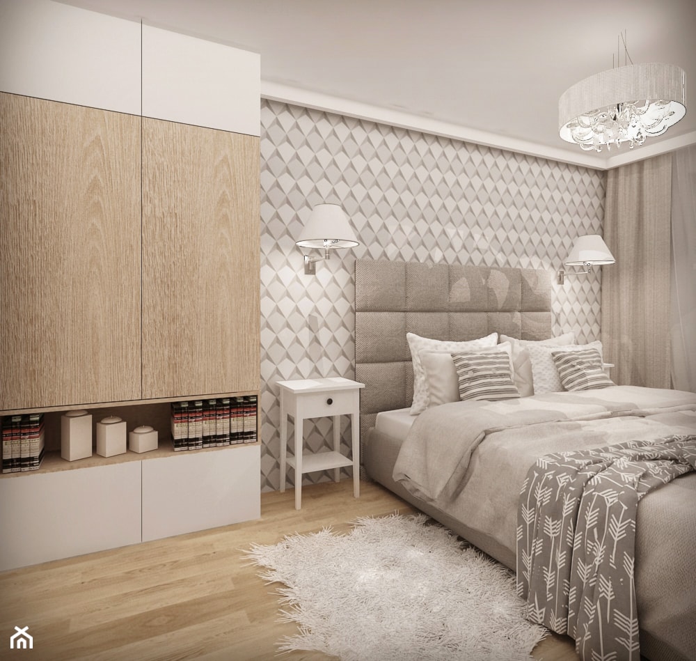 MIESZKANIE W ŁOMIANKACH - Średnia biała sypialnia, styl nowoczesny - zdjęcie od MKdesigner - Homebook