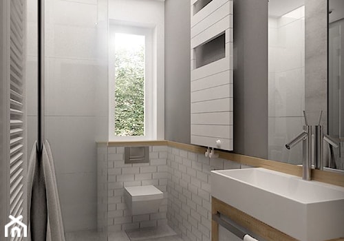 DOM DLA CZTEROOSOBOWEJ RODZINY - Średnia na poddaszu łazienka z oknem, styl skandynawski - zdjęcie od MKdesigner