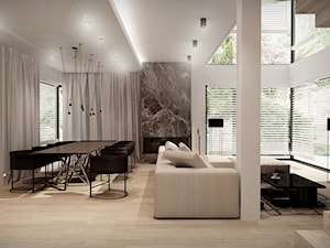Z NOWY ROKIEM NOWYM KROKIEM - Duża biała jadalnia w salonie, styl nowoczesny - zdjęcie od MKdesigner