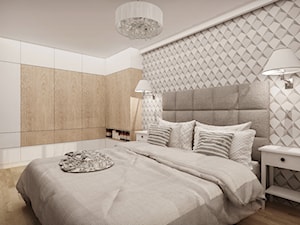 MIESZKANIE W ŁOMIANKACH - Duża biała szara sypialnia, styl nowoczesny - zdjęcie od MKdesigner
