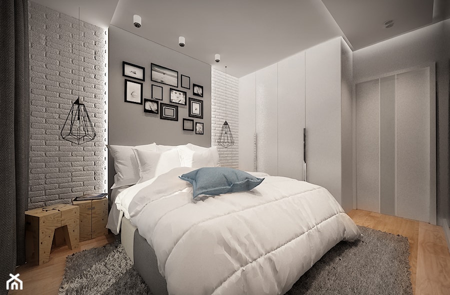 RODZINNY DOM POD WARSZAWĄ - Średnia biała szara sypialnia, styl nowoczesny - zdjęcie od MKdesigner