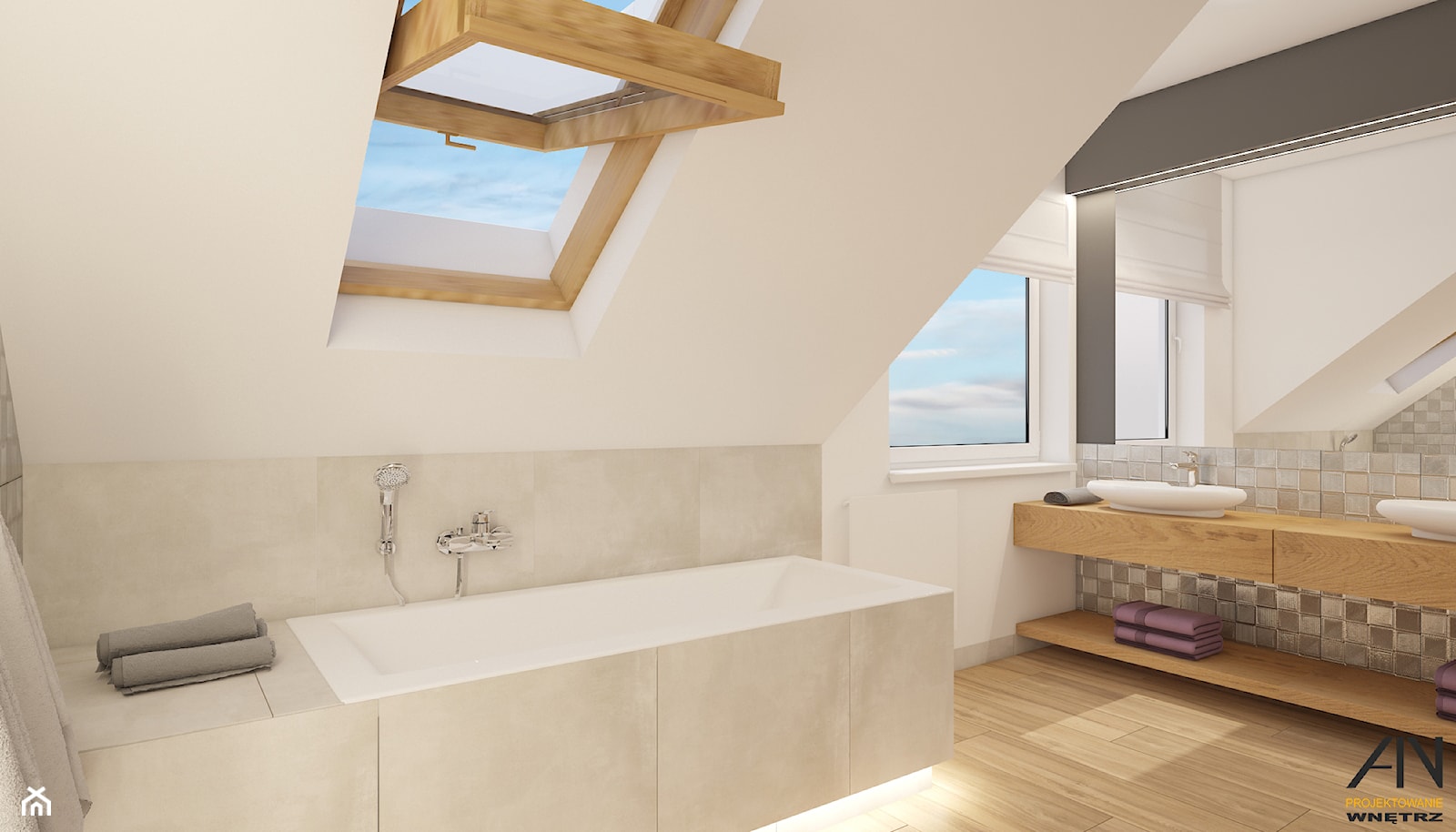 łazienka z drewnem - zdjęcie od AIN projektowanie wnętrz - Homebook