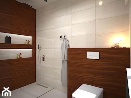 Aranżacje wnętrz - Łazienka: łazienka z drewnem merbau - AIN projektowanie wnętrz. Przeglądaj, dodawaj i zapisuj najlepsze zdjęcia, pomysły i inspiracje designerskie. W bazie mamy już prawie milion fotografii!