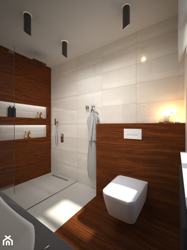 łazienka z drewnem merbau - zdjęcie od AIN projektowanie wnętrz - Homebook