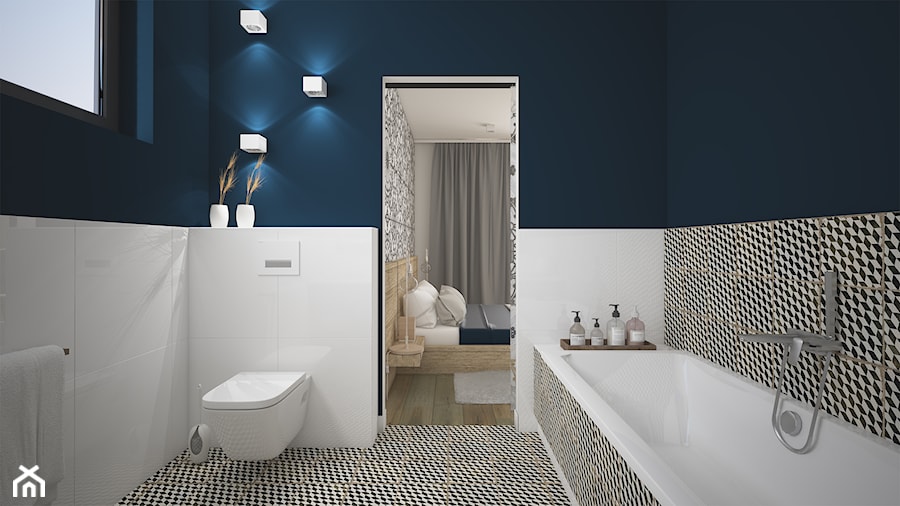Dom na Mazurach - sypialnia z łazienką - zdjęcie od AIN projektowanie wnętrz