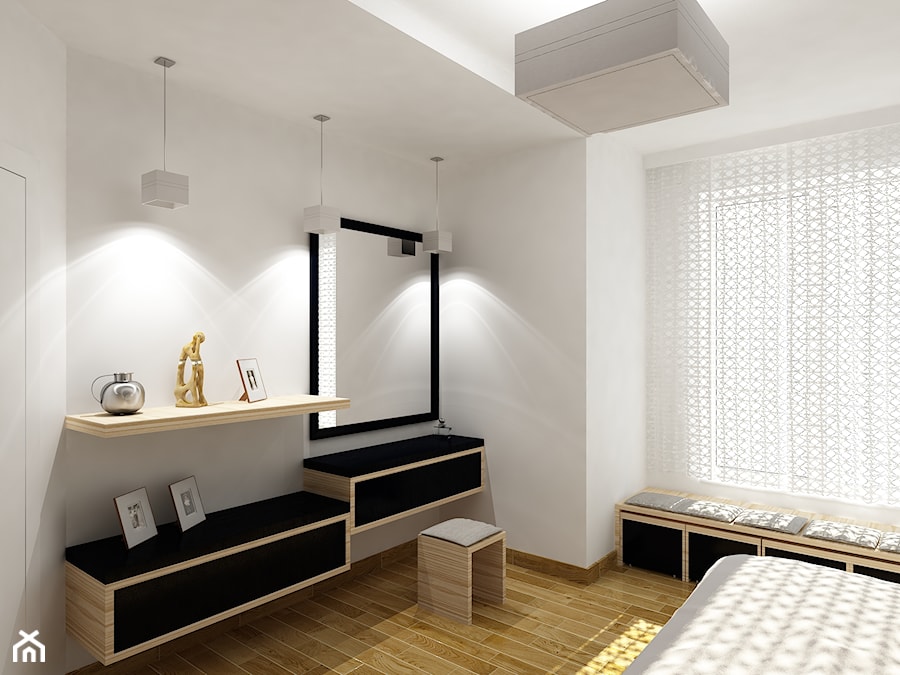 projekt domu w Łodzi - Średnia biała sypialnia, styl nowoczesny - zdjęcie od AIN projektowanie wnętrz