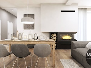 drewno & minimalizm - Średnia biała szara jadalnia w salonie, styl minimalistyczny - zdjęcie od MONOstudio