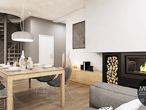 drewno & minimalizm - Średnia biała jadalnia w salonie, styl minimalistyczny - zdjęcie od MONOstudio