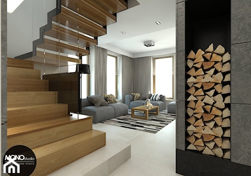 beton & drewno - Schody, styl skandynawski - zdjęcie od MONOstudio