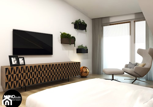 ciepło & elegancja - Średnia biała sypialnia, styl nowoczesny - zdjęcie od MONOstudio