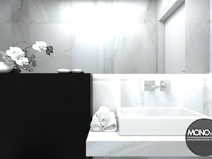 Łazienka w bieli z czarnymi akcentami - zdjęcie od MONOstudio