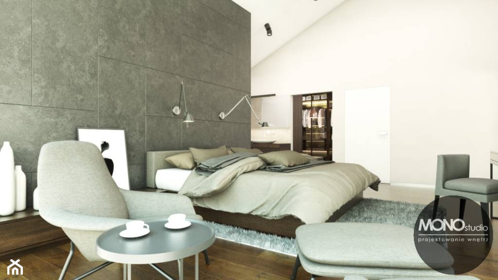 Przestronna, minimalistyczna sypialnia - zdjęcie od MONOstudio - Homebook
