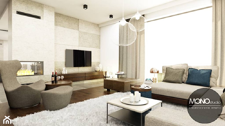 Przestrzenny salon w klimacie minimalistycznym - zdjęcie od MONOstudio