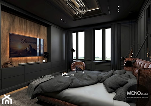 Sypialnia w ciemniejszych barwach - zdjęcie od MONOstudio
