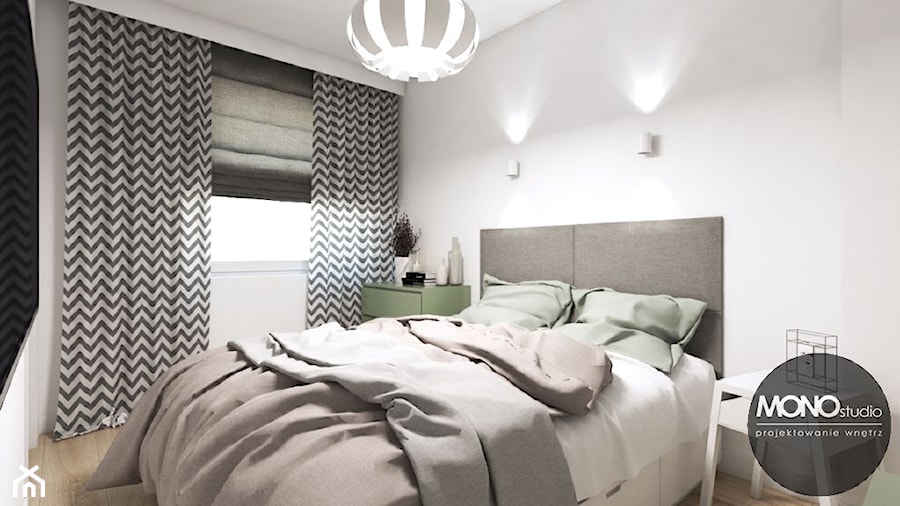 Sypialnia w jasnych, ciepłych kolorach - zdjęcie od MONOstudio
