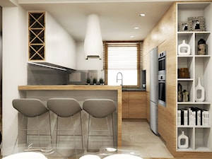 przestrzeń & faktura - Średnia otwarta z salonem z zabudowaną lodówką z lodówką wolnostojącą kuchnia w kształcie litery u - zdjęcie od MONOstudio