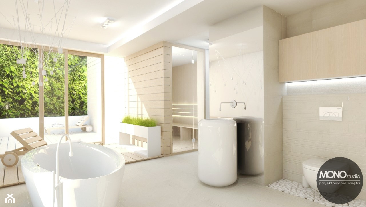 światło & prosta forma - Duża na poddaszu łazienka z oknem, styl nowoczesny - zdjęcie od MONOstudio - Homebook