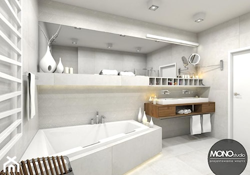 elegancja & nowoczesność - Średnia bez okna z dwoma umywalkami łazienka, styl nowoczesny - zdjęcie od MONOstudio